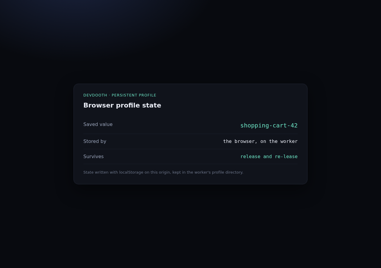 A card showing a value saved by the browser during the first lease.